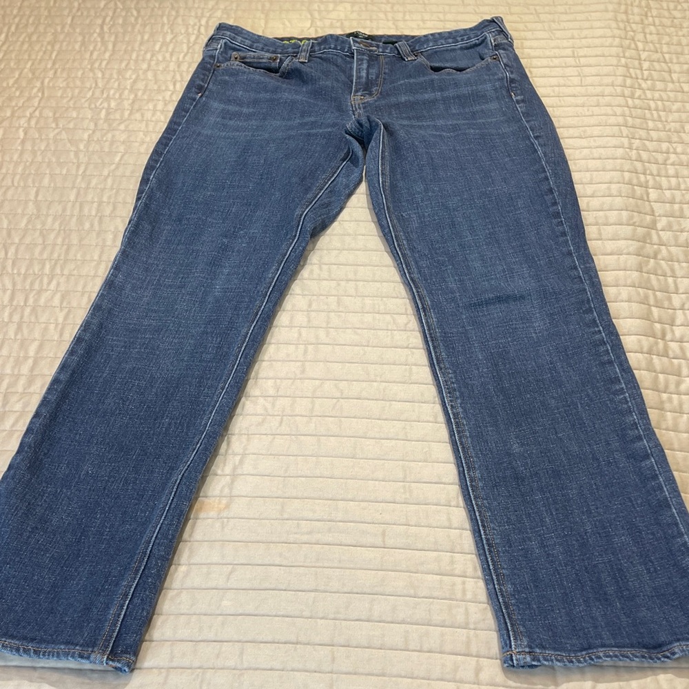 J. Crew Women's Straight Leg Jeans in Dark Blue Denim